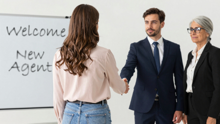 client shaking hands with new insurance agent generated with Z-Image